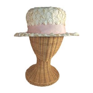 Vintage Valerie Modes Straw Hat, Size 6 7/8, Cottagecore